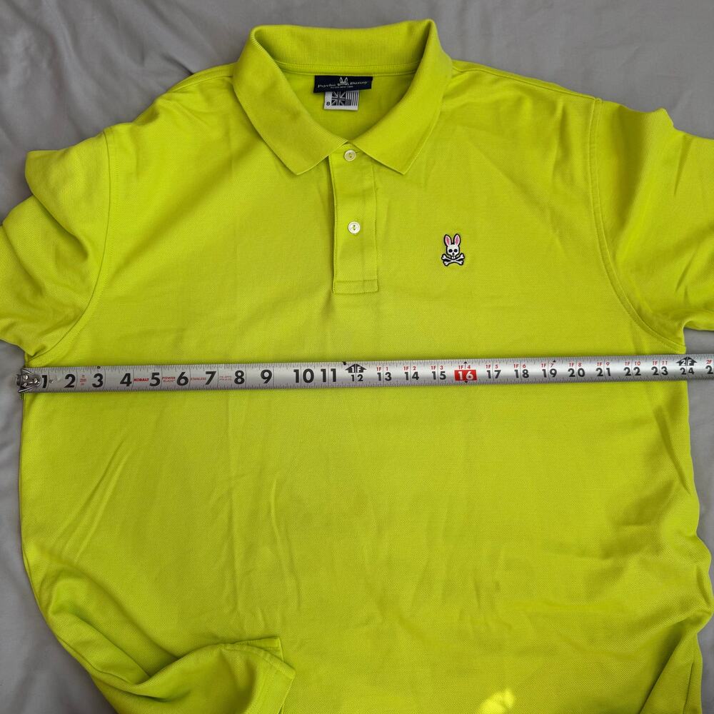 Psycho Bunny Neon Yellow Polo Shirt Size 8 Classic Cotton - Picture 8 of 9